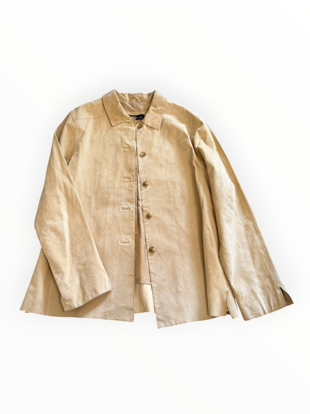 🪄Valerie Stevens Vintage Light Tan Leather Button-Front Jacket✨